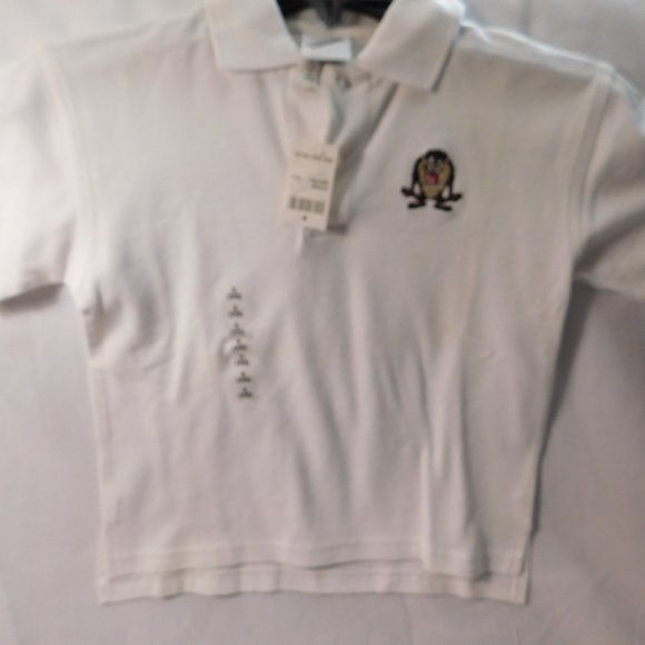 Warner Bros TAZ White Polo Shirt Kids Size 4 X-Small NEW Vintage - Picture 1 of 4